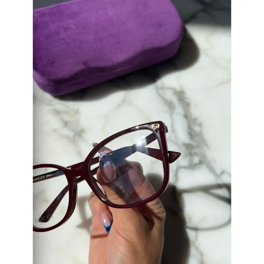 NEW Gucci GG0026O Burgundy Cat Eye Eyeglasses Frames